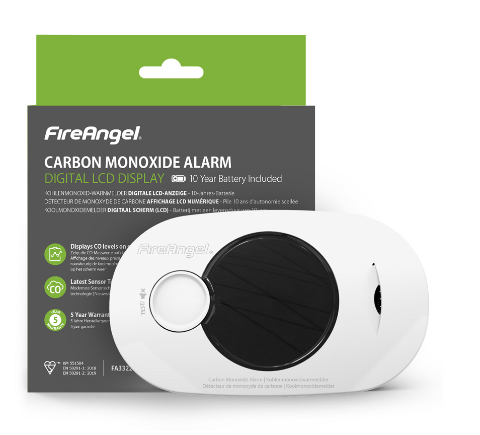 Fire Angel FA3322 CO KohlenmonoxidMelder inkl. 10 JahresBatterie u. Display
